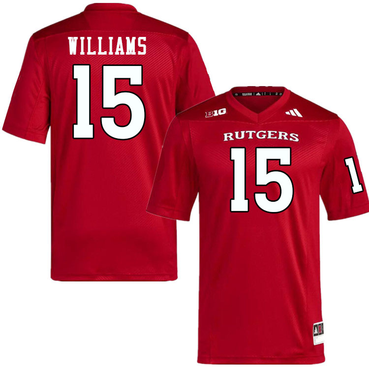 Men #15 Zilan Williams Rutgers Scarlet Knights 2024 College Football Jerseys Stitched-Scarlet